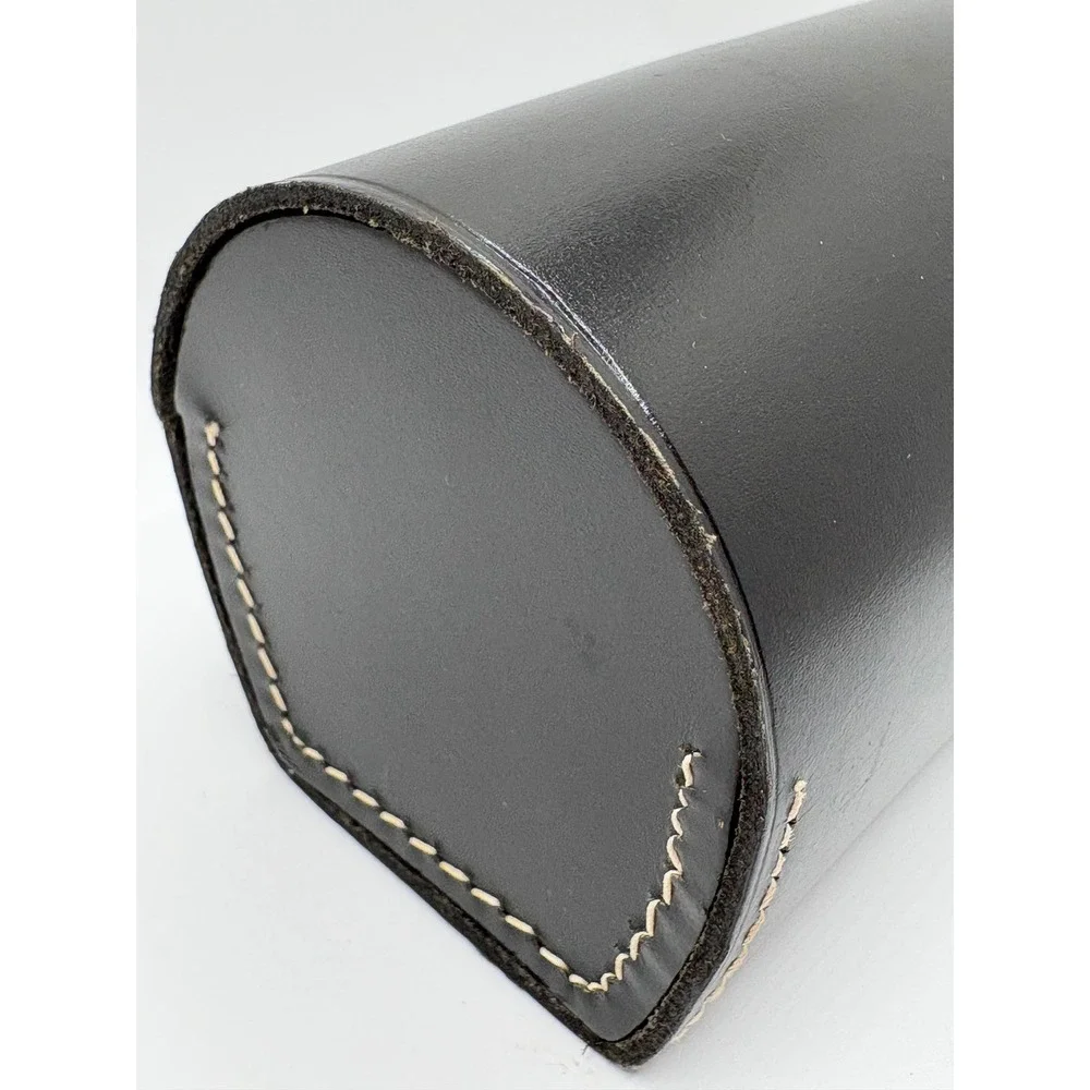 VTG Black Top Grain Cowhide Leather Eyeglass Case Made in England Monogram